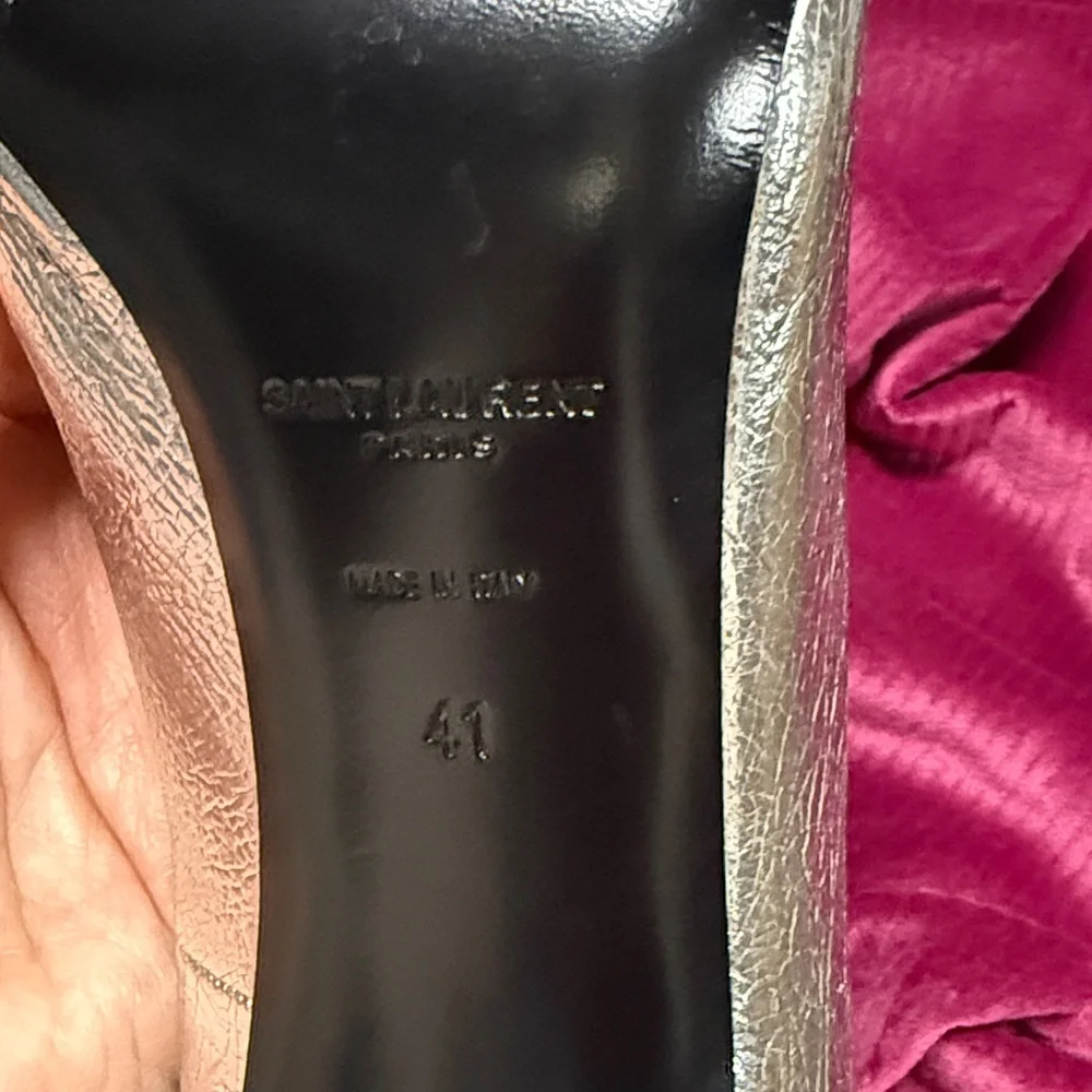 Saint Laurent Metallic Silver Heels - Picture 2 of 4
